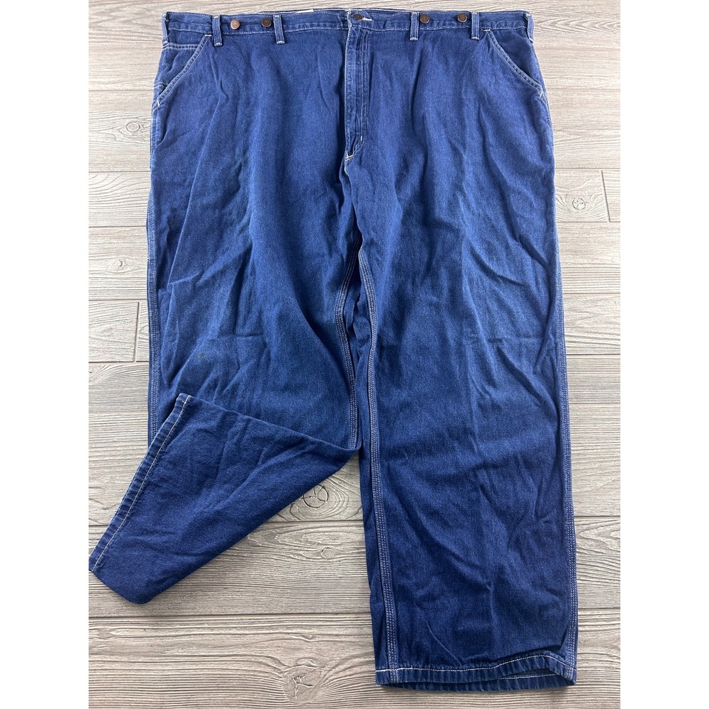 Carhartt B03 DNM Mens Carpenter Jeans Blue Denim Work Pants 52x30 Suspender Butt